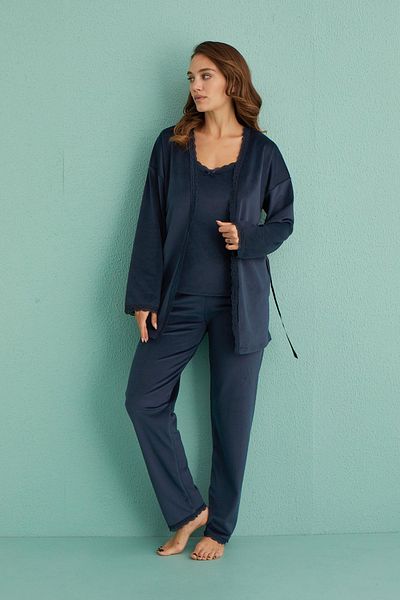 Kompedan Βελούδινο Τριπλό Σετ με Παντελόνι |   Μπλε Navy 13402