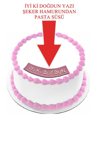 Pasta9 Happy Birthday from Candy Dough White Color Cake Decoration on Pink