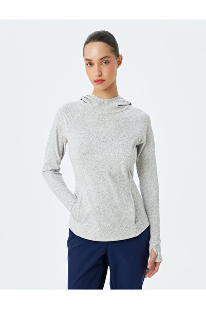 Koton Γυναικείο φούτερ με λευκό σχέδιο 5WAK10005NK