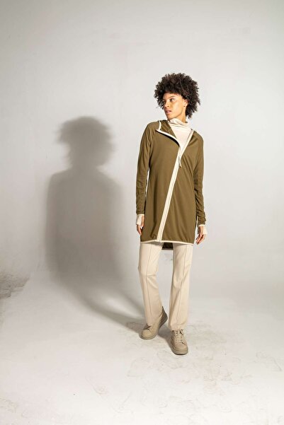 FD SPORTS Aura-Tech Cross Zipper Quick Dry Tracksuit Top - Khaki