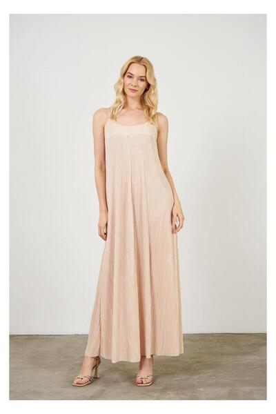 TIFFANY&TOMATO Ayarlanabilir Askılı Plise Elbise