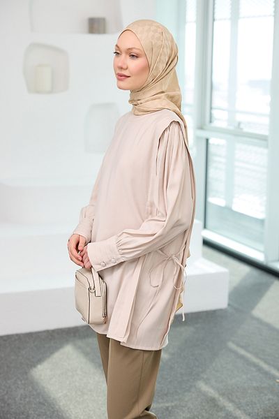 LOCCO Γυναικεία Nervur Cupra Tunik Cream