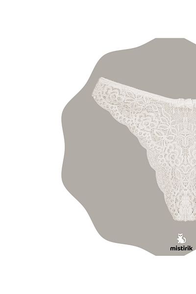 MİSTİRİK Tasali Μοντέλο Ευέλικτο Δαντελένιο Βραζιλιάνικο Εσωρούχο Ψηλόμεσο Ελαστικό Σλιπ Εσωρούχο Εκρού Χρώμα