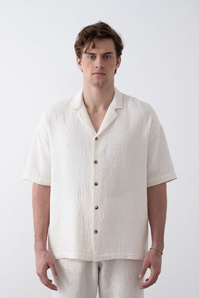 İLKCET MODA Embossed Pattern Men's Oversize Shirt
