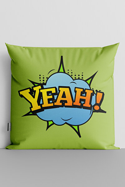 MUCİZE TEKSTİL Popart Yeah Двустранен калъф за възглавница с дигитален печат ...