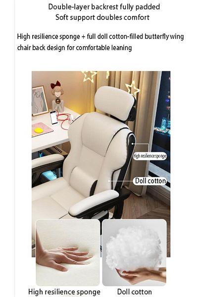 fulina Gaming Chair,Adjustable High Back Ergonomic Design,Lumbar Support,Comfortable Armrest Headrest,White