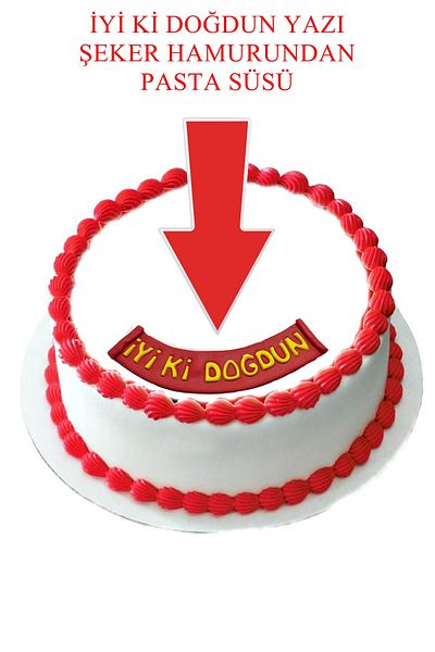 Pasta9 Happy Birthday from Candy Dough Lettering Yellow Color Cake Decoration on Red