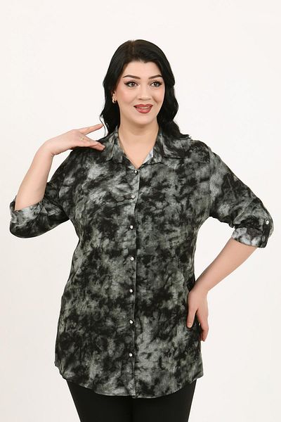 By Alba Collection Cămașă de damă kaki din bumbac și viscoză