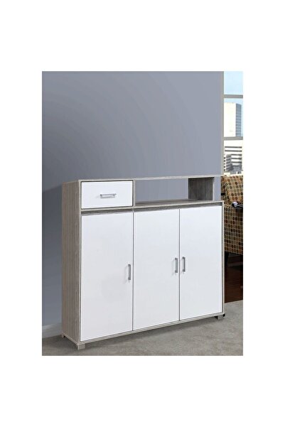 Danube Home Beak 20-pair Shoe Cabinet - Grey Oak/white L120xw40xh115cm