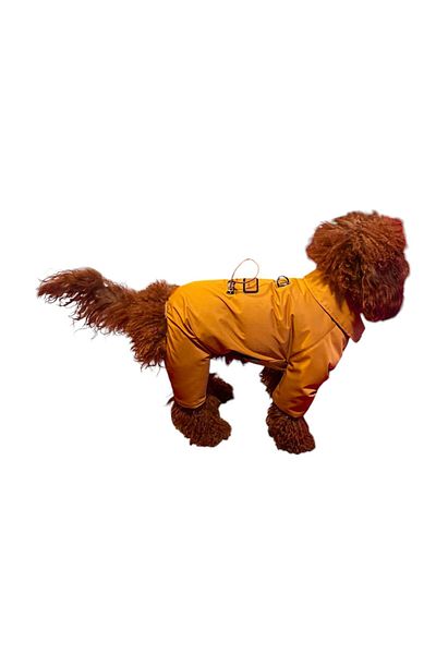 GedyCo Waterproof Plush Inside Cinnamon Small Breed Dog Jumpsuit Raincoat