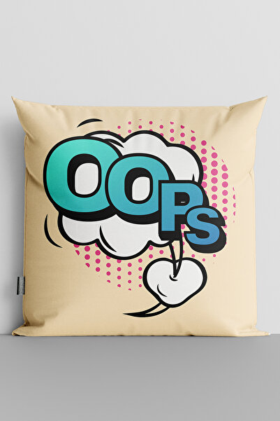 MUCİZE TEKSTİL Popart Oops Κάλυμμα μαξιλαριού με ψηφιακή εκτύπωση διπλής όψης...
