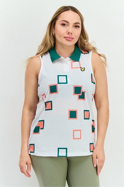 Lyle & Scott Women Spread Collar Sleeveless Brand Logo Top, White