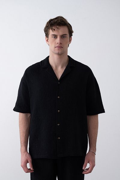 İLKCET MODA Ανδρικό πουκάμισο Oversize με ανάγλυφο σχέδιο