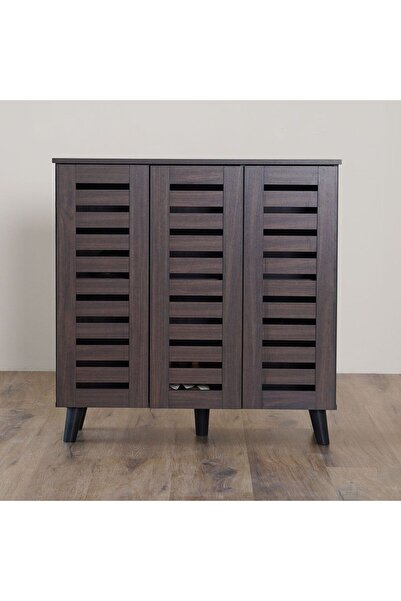Danube Home Jax 3-door Shoe Cabinet - Walnut L90xw32xh91cm
