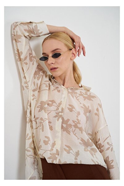 TIFFANY&TOMATO V Yaka Yaprak Desen Gömlek