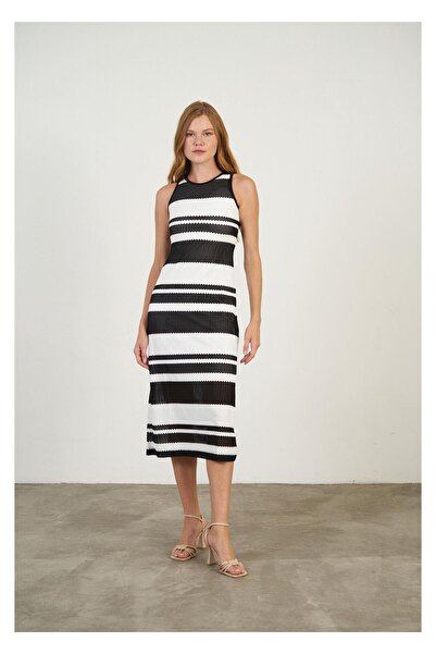 TIFFANY&TOMATO Çizgili Sıfır Kol Elbise