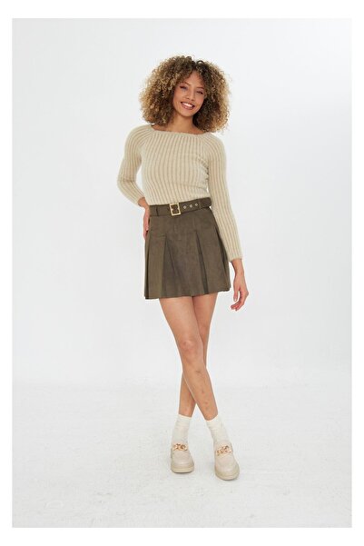 TIFFANY&TOMATO Pileli Süet Etek