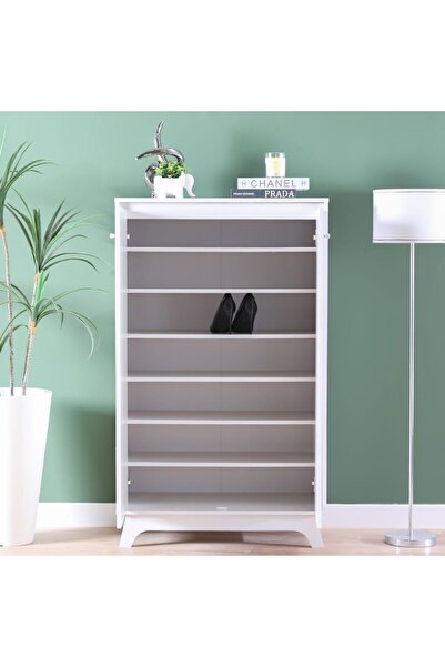 Danube Home Jazz 21-Pair Shoe Cabinet-White L80xW40xH134cm