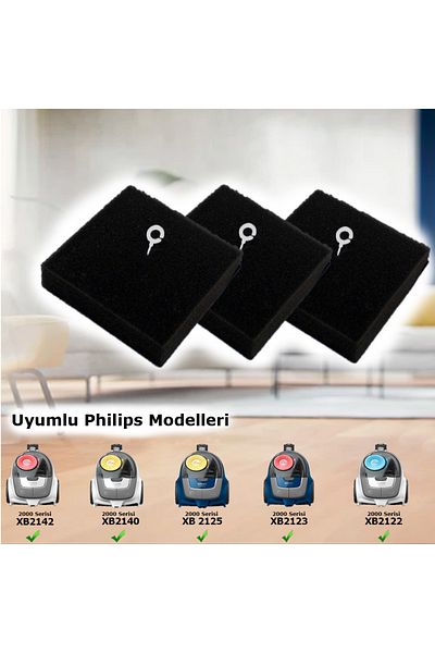Supervac In-Chamber Filter Sponge Compatible with Philips Xb 2122,Xb 2123,Xb 2125,Xb 2140,Xb 2142 3 Pack
