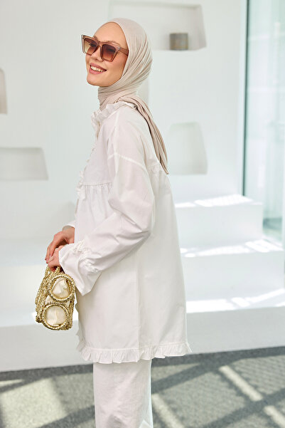 LOCCO Γυναικείο πουκάμισο με λευκό βολάν