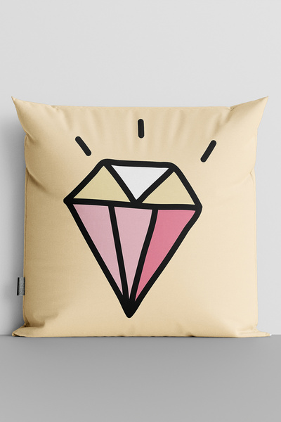 MUCİZE TEKSTİL Popart Diamond Double Sided Digital Printed Pillow Cushion Cov...