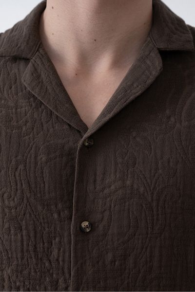 İLKCET MODA Ανδρικό πουκάμισο Oversize με ανάγλυφο σχέδιο