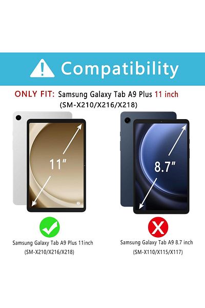 erorex حافظة EAMPANG مع لوحة مفاتيح عربية لجهاز Samsung Galaxy Tab A9 Plus مقاس 11 بوصة (SM-X210/X216/X218)، 7 ألوان
