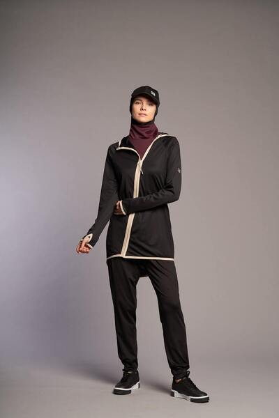 FD SPORTS Aura-Tech Cross Zipper Quick Dry Tracksuit Top - Black