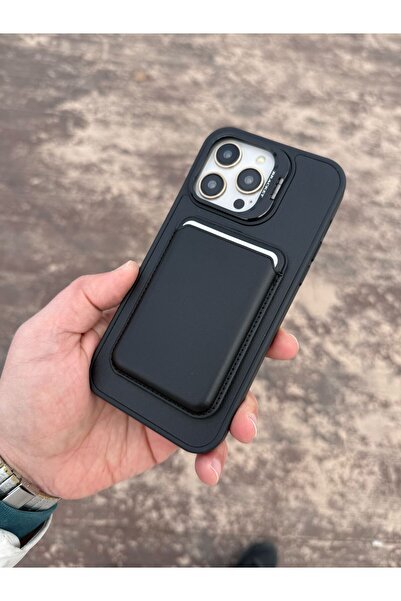 Genel Markalar İPHONE 13 PRO MAX SİYAH DMİNG CÜZDANLI VE KARTLIKLI MAGSAFE ST...