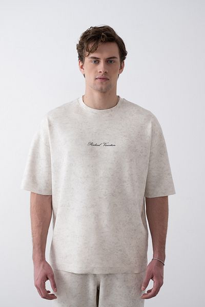 İLKCET MODA Μοτίβο υφασμάτινο κείμενο Λεπτομέρεια Oversize Tshirt