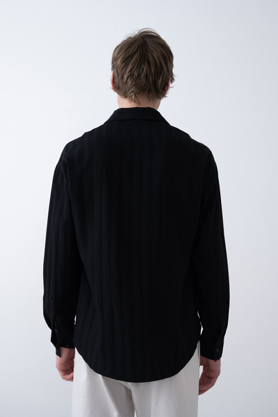 İLKCET MODA Ανδρικό μακρυμάνικο πουκάμισο με λεπτές γραμμές