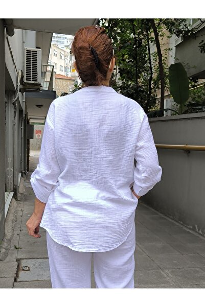 DenizEge Cămașă de muselină cu guler domn