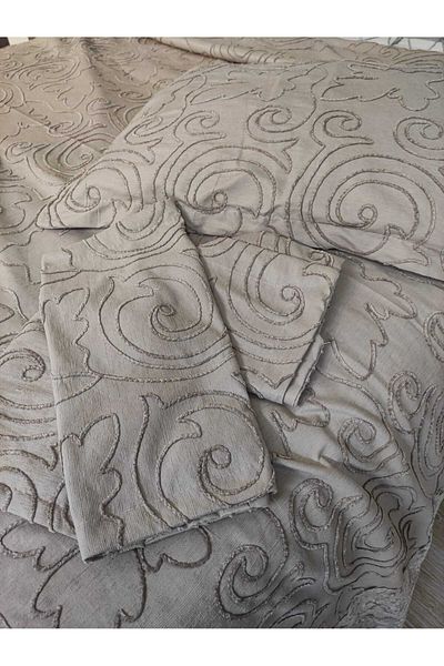 Çt Çeyizci Tekstil Double Bedspread 3 Pieces Brown Bedspreads