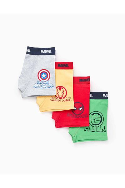 Ziddy Pack of 4 Boxer Shorts for Boys 'Avengers', Multicolour