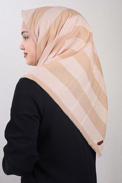 poloist Eșarfă din bumbac în dungi - Model-01 - Culoare-17