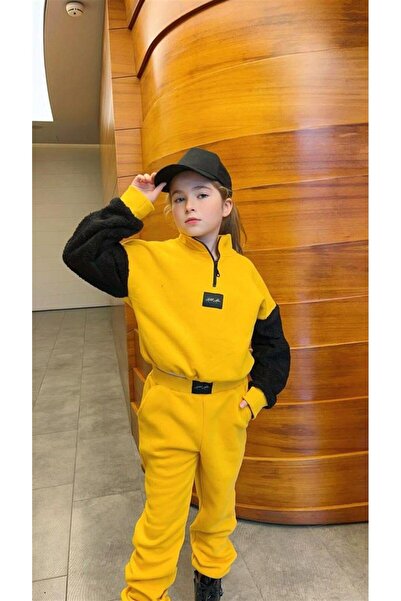 Hilal Akıncı Kids Girl's Zippered Stand Collar Sweatshirt Tracksuit Set