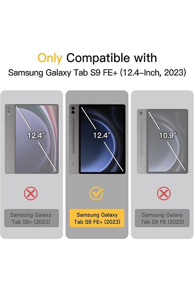 erorex . حافظة JETech لجهاز Samsung Galaxy Tab S9 FE+ مقاس 12.4 بوصة - أسود