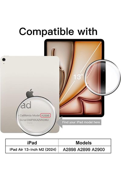 erorex حافظة JETech لجهاز iPad Air مقاس 13 بوصة M2 (2024) مع حامل قلم رصاص، غطاء خلفي شفاف رفيع
