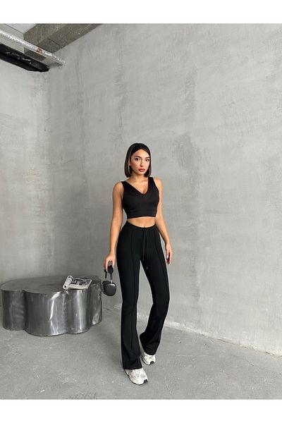 Miss Prova Fabric Waist Lace-Up Scuba Tracksuit - Missea2577