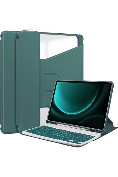 erorex حافظة لوحة المفاتيح العربية والإنجليزية من فيجيشيلي متوافقة مع جهاز Galaxy Tab S9 FE Plus SM-X610/SM-X616