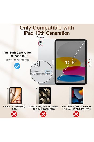 erorex حافظة JETech المغناطيسية لجهاز iPad 10 (10.9 بوصة، موديل 2022، الجيل العاشر)، مرفق مغناطيسي، رفيع
