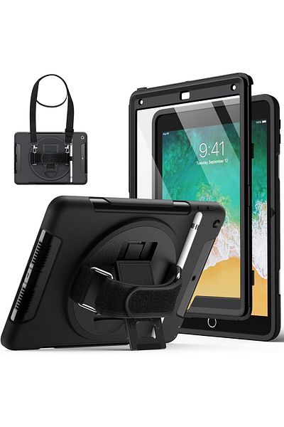 erorex حافظة JETech لجهاز iPad مقاس 9.7 بوصة (الجيل السادس/الخامس، موديل 2018/2017) مع واقي شاشة مدمج،