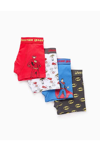 Ziddy Pack of 4 Boxer Shorts for Boys 'Justice League', Multicolour