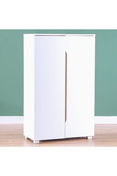 Danube Home Bill 2 Door Shoe Cabinet 22 pairs - White/Oak L73xW37xH119cm