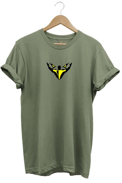 WİDİ Μπλουζάκι με στάμπα Eagle Head Eye 100% βαμβακερό κανονική εφαρμογή Crew Neck Khaki