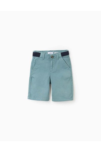Ziddy Twill Shorts with Contrast Waist for Boys 'Midi', Turquoise