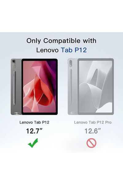 erorex جراب دوار لجهاز Lenovo Tab P12 مقاس 12.7 بوصة 2023 - أزرق