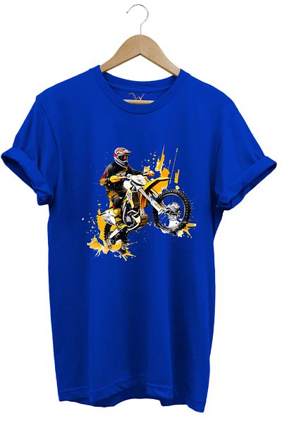 WİDİ Tricou cu decolteu rotund, cu imprimeu pentru motociclete, cu ridicare în față