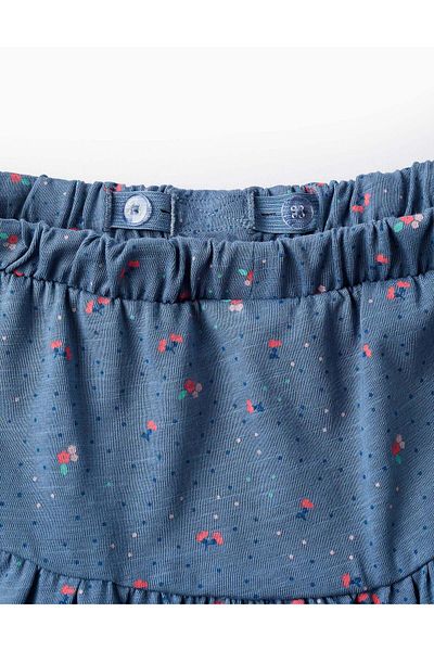 Ziddy Floral Cotton Skirt for Girls, Blue