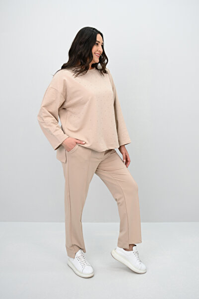 Koza Butik Γυναικείο Σετ φόρμας με δύο κλωστές με στάμπα με πέτρα 8172-25